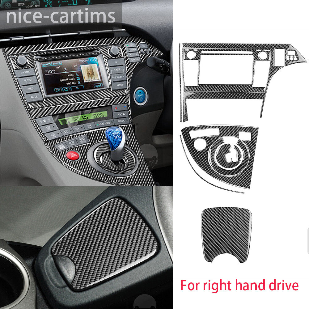 For Toyot@ Prius 2012-2015 RHD Console Gear Shift Set Trim Kit Carbon Fiber 8Pcs