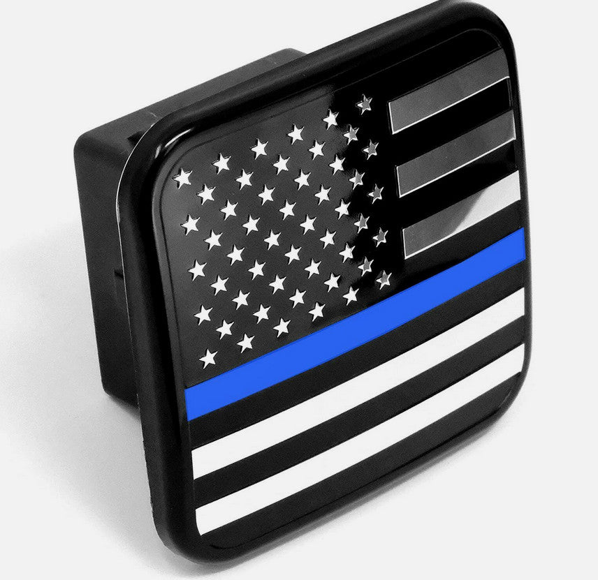 Car mount plug cap tow receiver 2-inch American flag black chrome blue  for ford