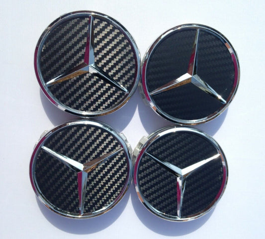 for Mercedes Black Carbon Fiber Wheel Center Hub Caps for AMG ABCESM ML CLA GLA - All New
