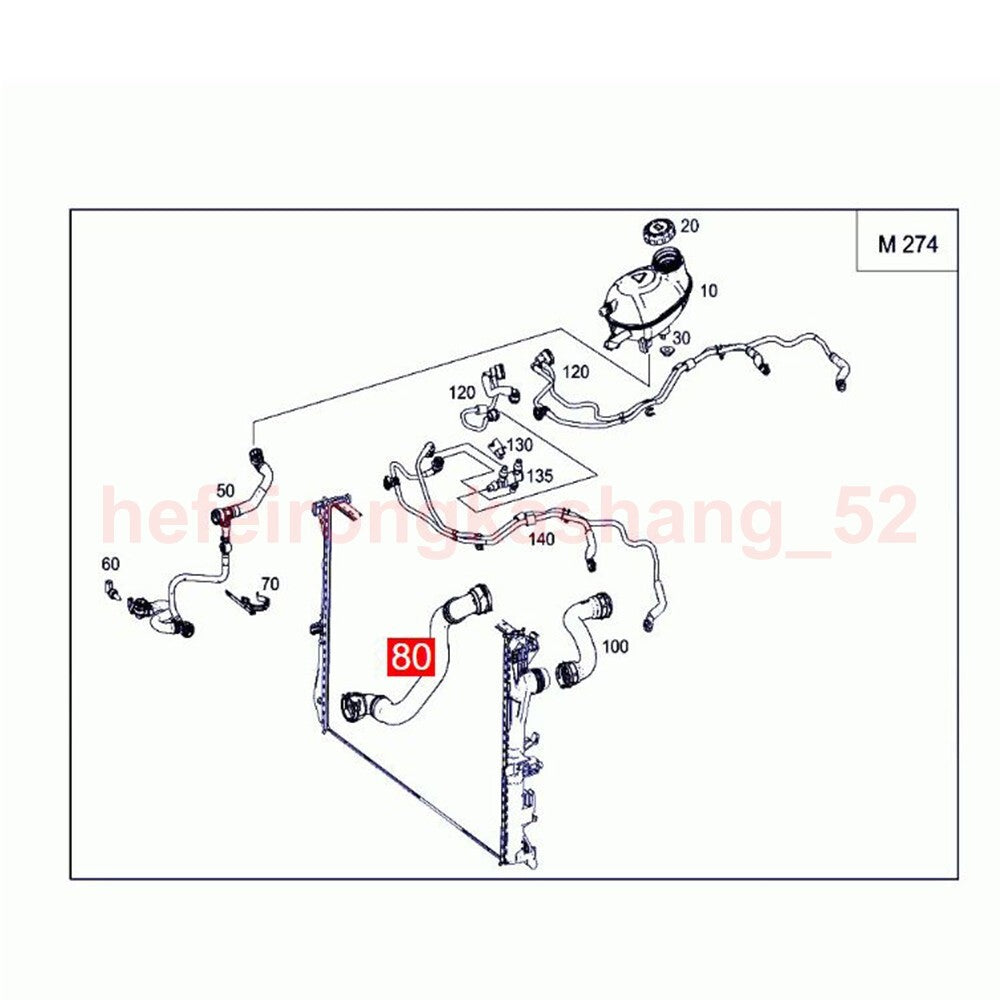 new radiator coolant hose 2535014800, suitable for Mercedes-Benz W213 X253 E200 GLC200 4MATIC M274