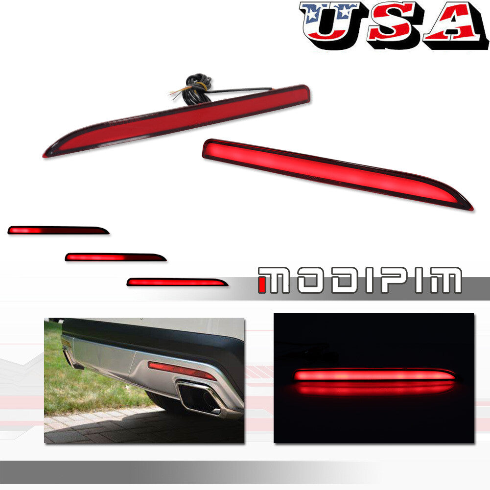 Two red LED rear bumper reflectors with fog brake lights for 2016-2019 for Ford Explorers.