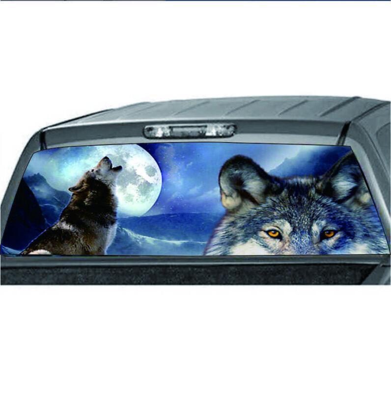 1 Wolf Moon SUV Rear Window Sticker Perforated Window Graphic Sticker 135x36 cm