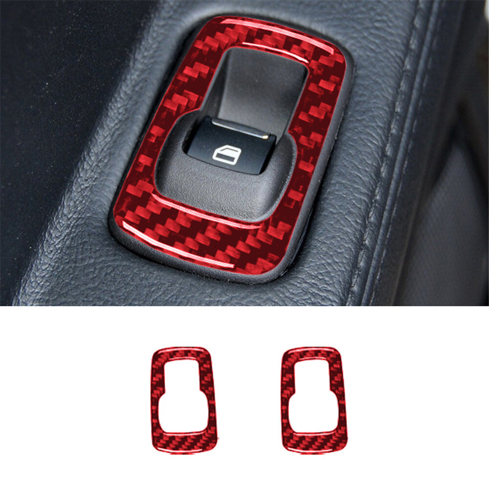 Carbon Fiber Rear Window Button Trim Panel Cover for Ford Explorer 2011-2014 Red