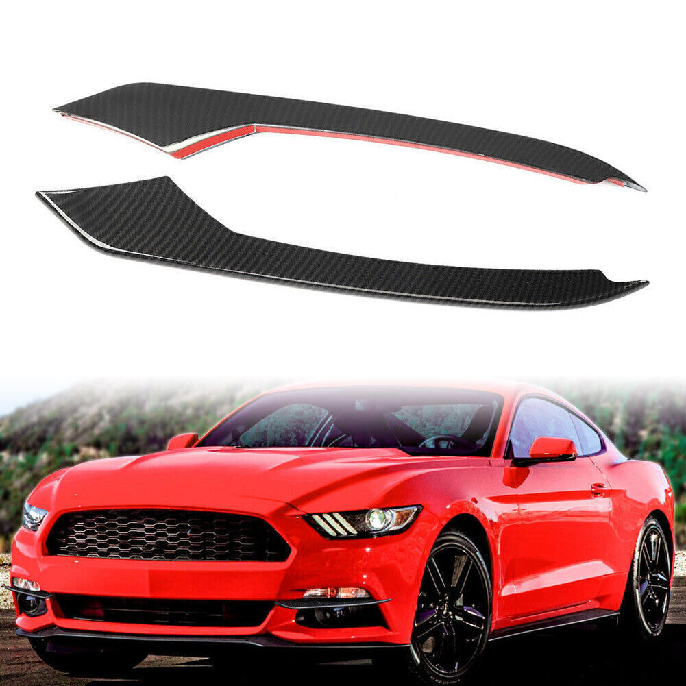 Carbon Fiber Front Fog Light Lamp Eyebrow Cover Trim for Ford for Mustang 2015-2017 2016