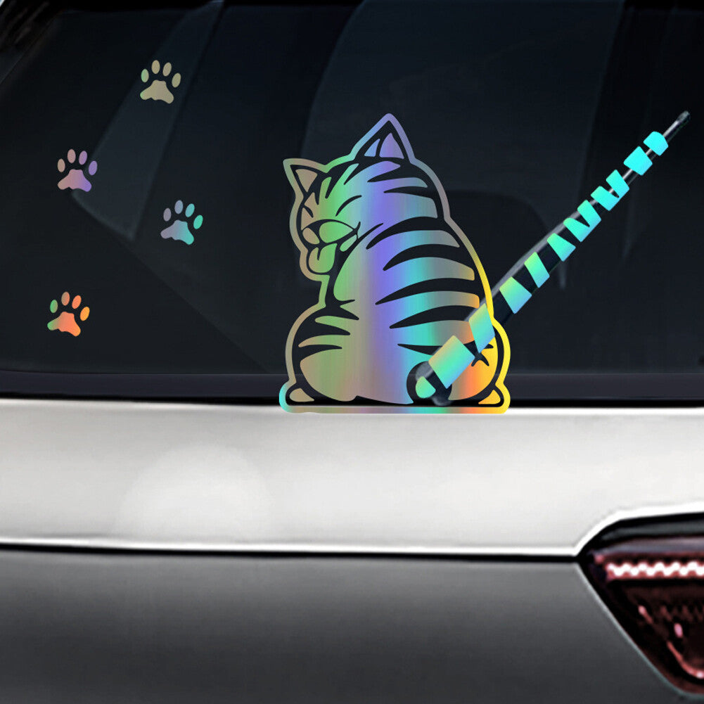 Funny Cat Moving Paw Decals Car Vinyl Car Rear Wipers Windshield Window Decor