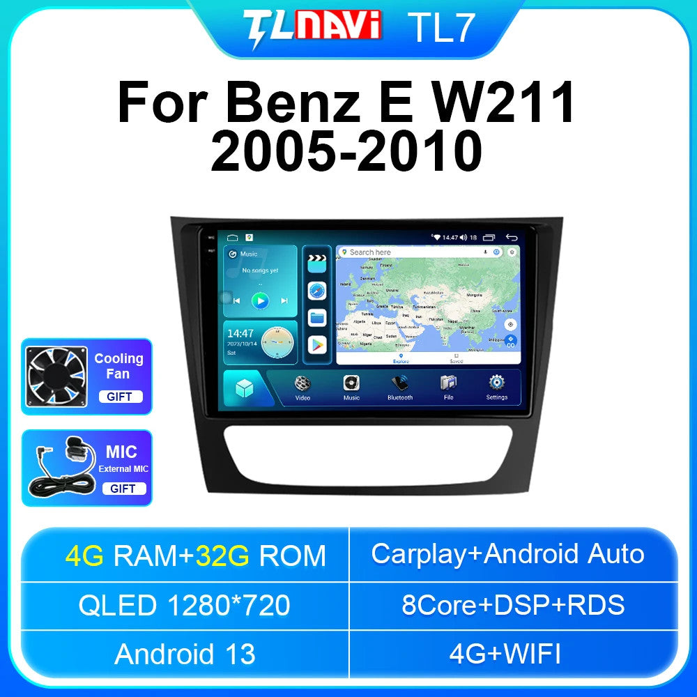 for Benz E Class W211 CLS W219 CLK W209 2005-2010 CarPlay Car Radio GPS Screen