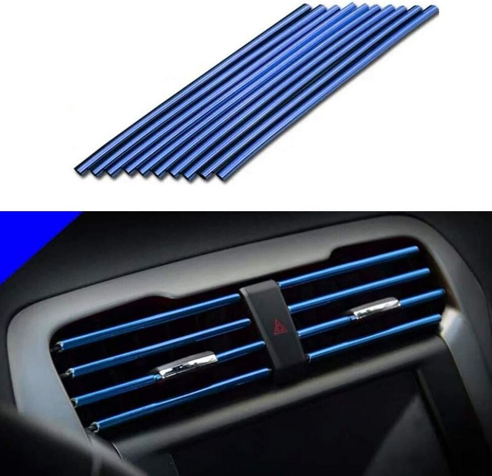 10-Piece Car Air Conditioner Socket Decorative Molded Trim Strip in Blue  for ford