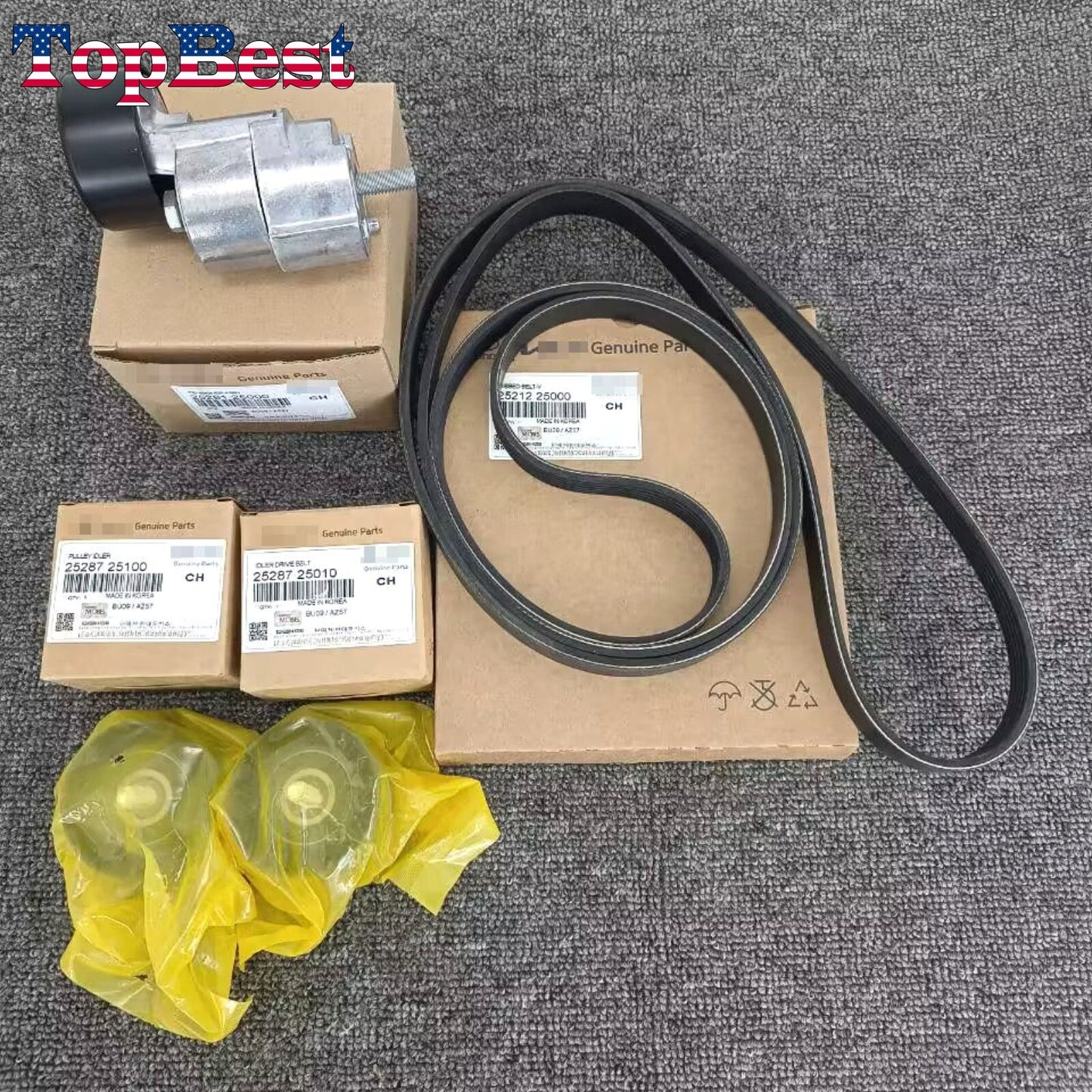 The new V-belt tensioner pulley kit is suitable for the 2006-2010 Sonata Optima Rondo 2.4L.