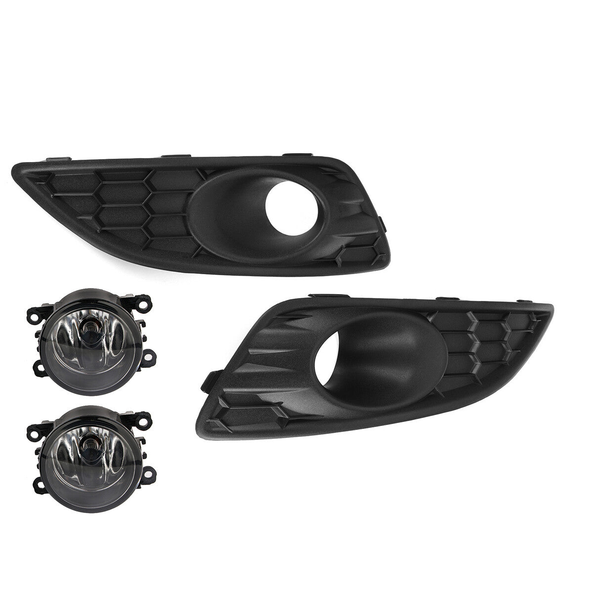 Front fog lights + grille cover grill for Ford Fiesta Mk7 Zetec S Honeycomb L+R