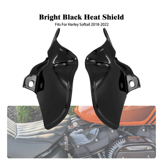 Black Saddle Heat Shield Air Deflectors for Harley Softail Fat Boy Breakout 18+