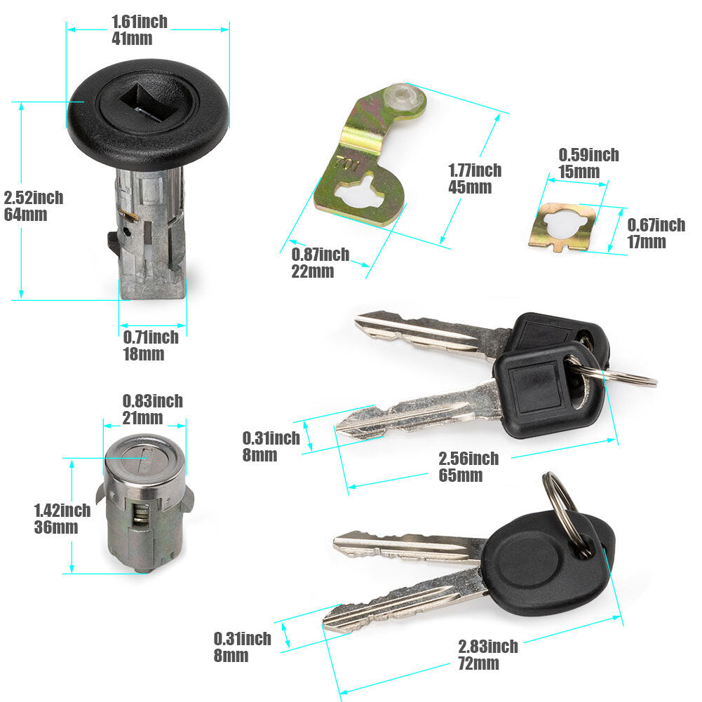 Ignition and door lock cylinder with key for universal SILVERADO TAHOE 2001-2005-2006