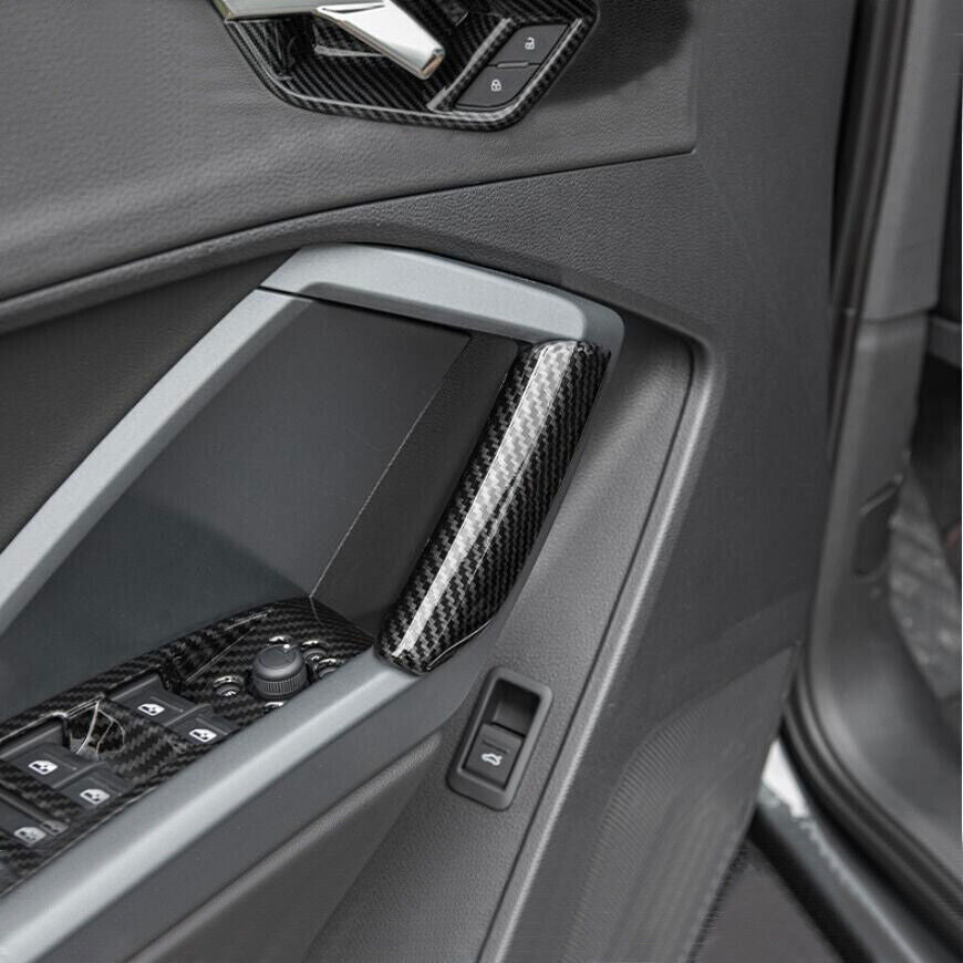 2019-2024 for Audi Q3 ABS Carbon Fiber Interior Door Armrest Decor Cover Trim 4P