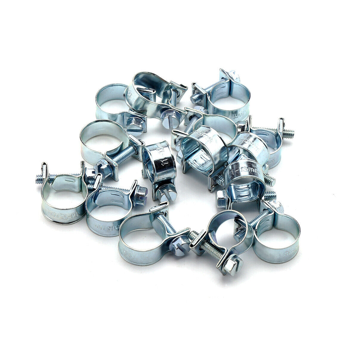 30-piece pack of 1/4 inch, 5/16 inch, and 3/8 inch fuel injection gas line steel hose clamps
