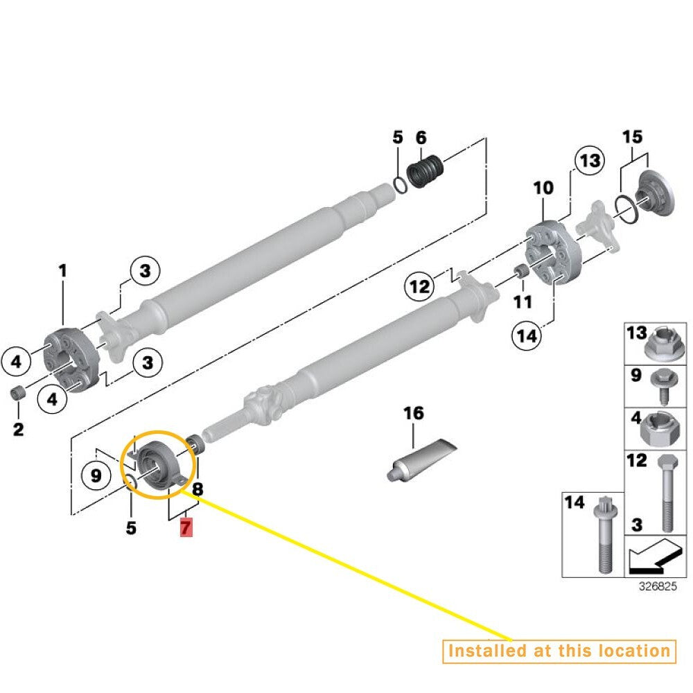 Equipment Manufacturer  for Rolls-Royce for Ghost Center Bearing Hinge Shaft: 26127577054