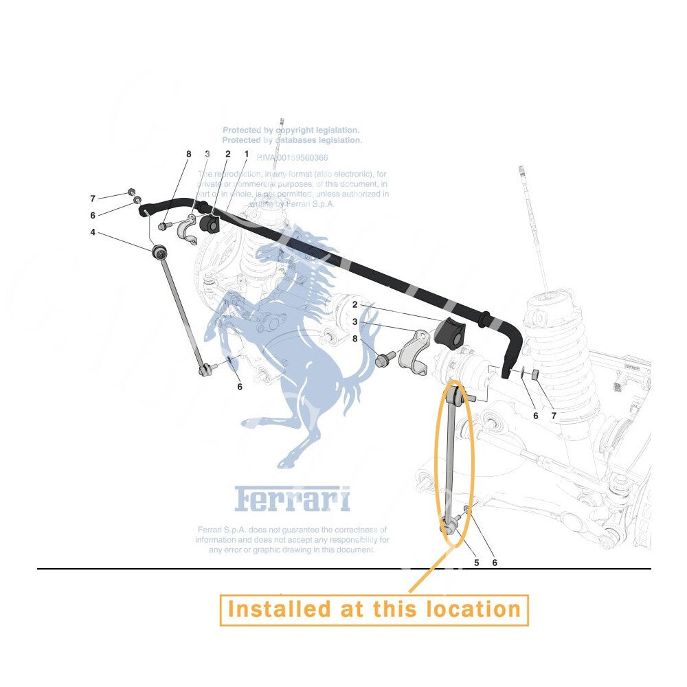 Suitable for Ferrari for 488 GTB 458 Italia rear suspension stabilizer bar connection right hand 250453