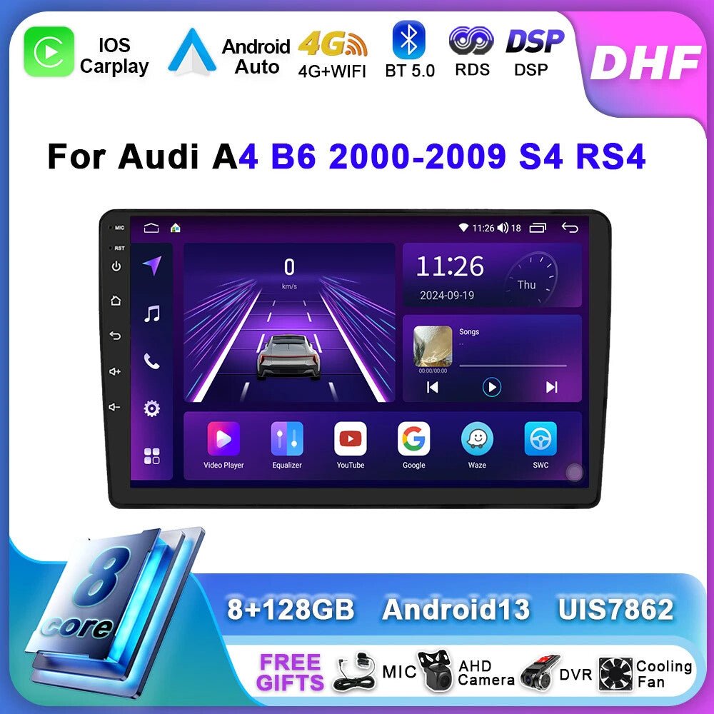 Android Carplay Car Radio for Audi for A4 B6 S4 RS4 2000-2006 GPS Multimedia Player