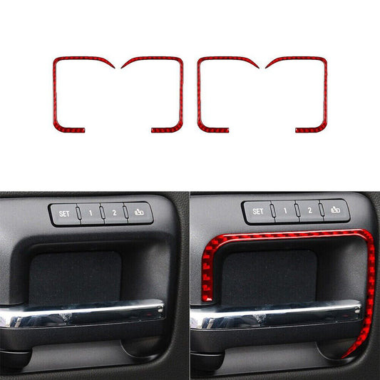 Red Carbon Fiber Door Handle Frame Cover Trim For Silverado for GMC for SIERRA 2014-2018