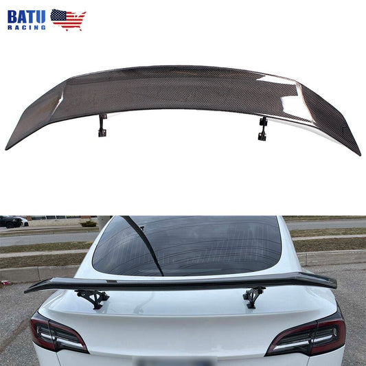 53inch Real Carbon Fiber V-Style Spoiler Wing with Legs Mount Brackets-5INCH
