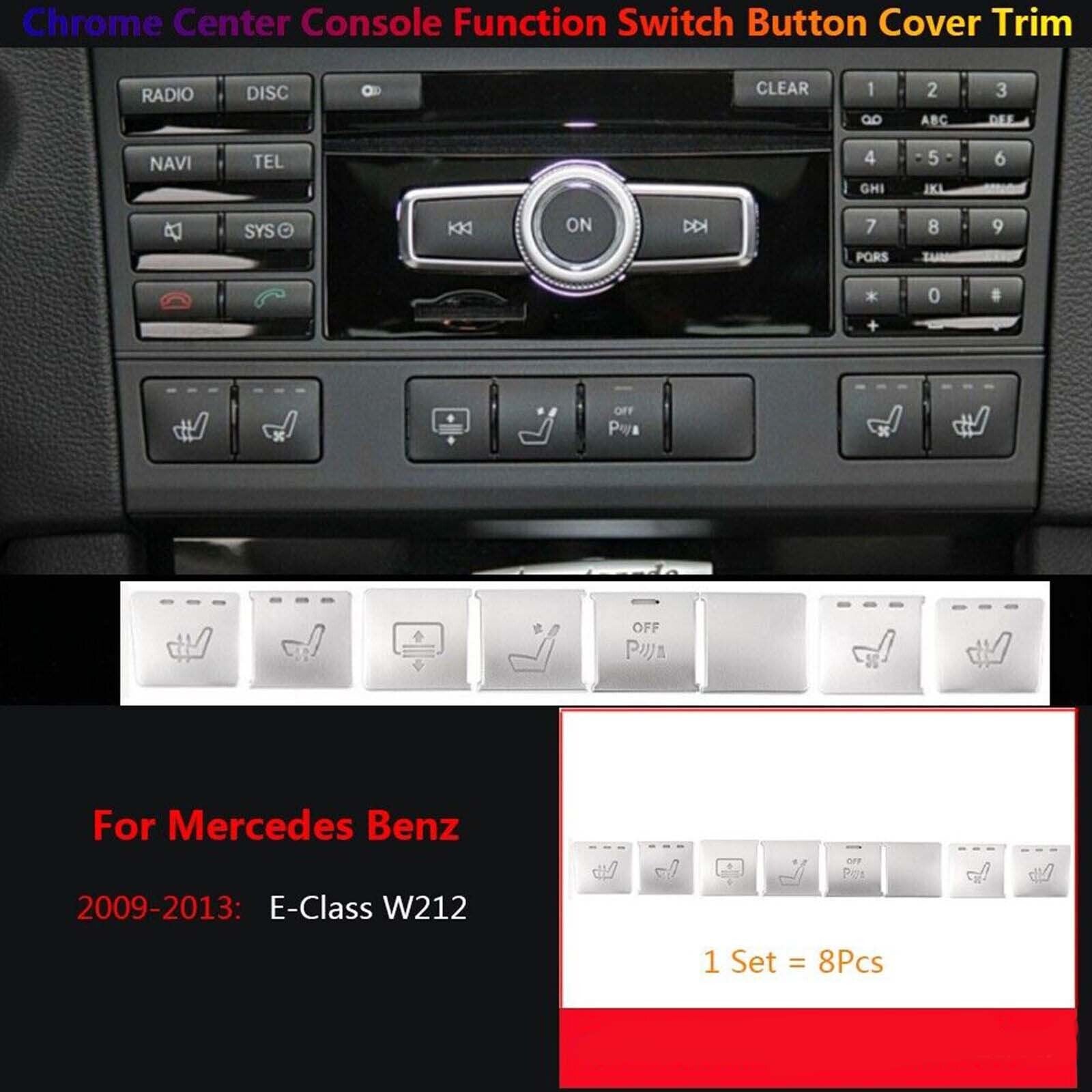 8x Center Console Function Switch Button Cover Trim for Mercedes Benz E W212