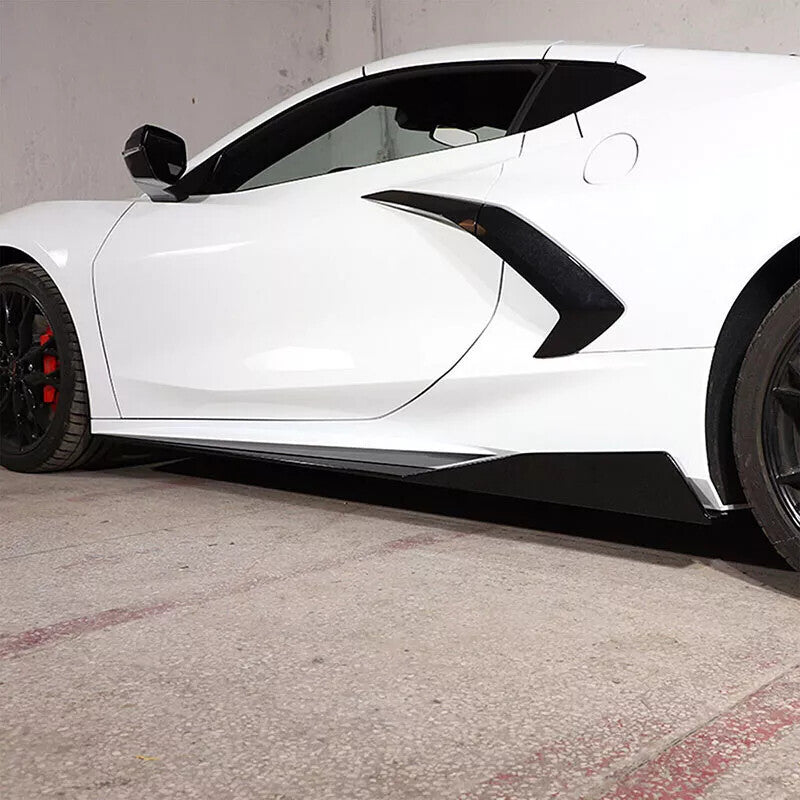 5VM Style Side Skirts Extension Panel Lip Fits 2020-2023 for Corvette C8 Gloss Black