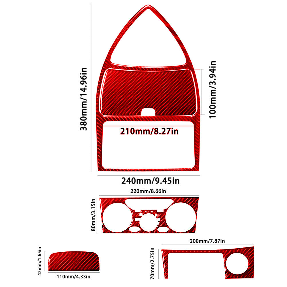 5Pcs Red Carbon Fiber Central Console Cover Trim for Toyota Celica 2000-2005