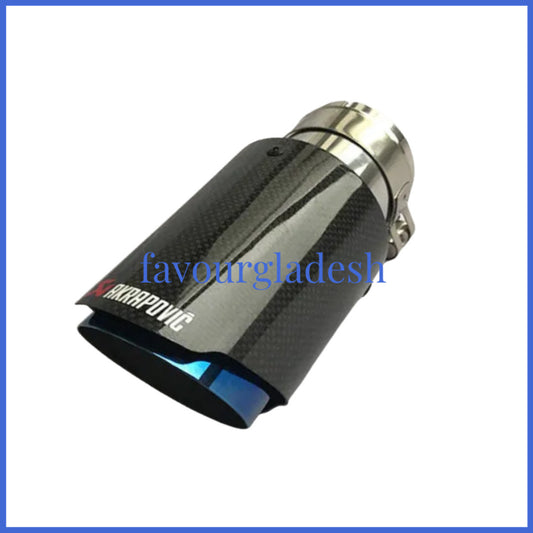 1X 2.5 63mm  4.0101mm Akrapovic Glossy Carbon Fiber Exhaust tip Blue End pipe
