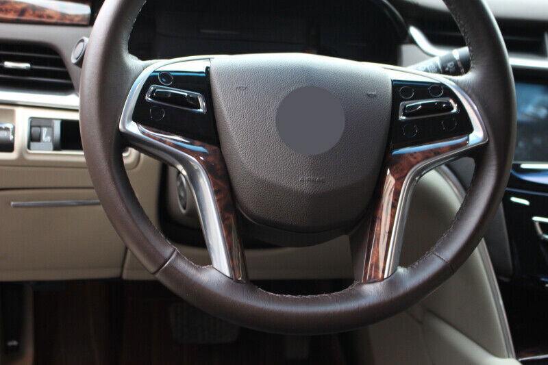 for Cadillac XTS 2013-17 Agate Wood Grain Steering Wheel Moulding Cover Trim 2P