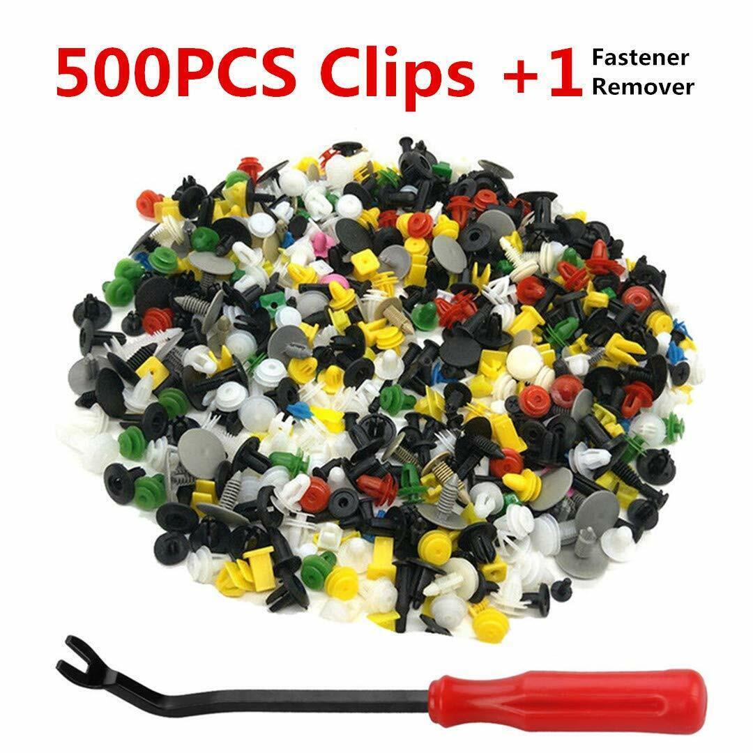 501-piece pack of automotive body plastic rivets, fasteners, decorative panel molding clips