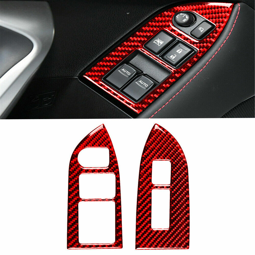 Red carbon fiber window lift switch cover for Toyota 86 17-19