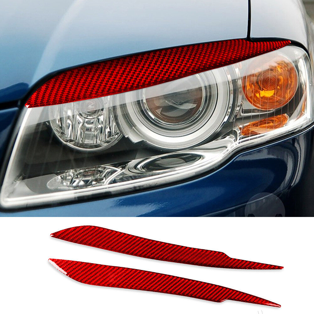 Red Carbon Fiber Front Headlight Eyelids Eyebrow Cover for Audi A4 B7 S4 2005-08