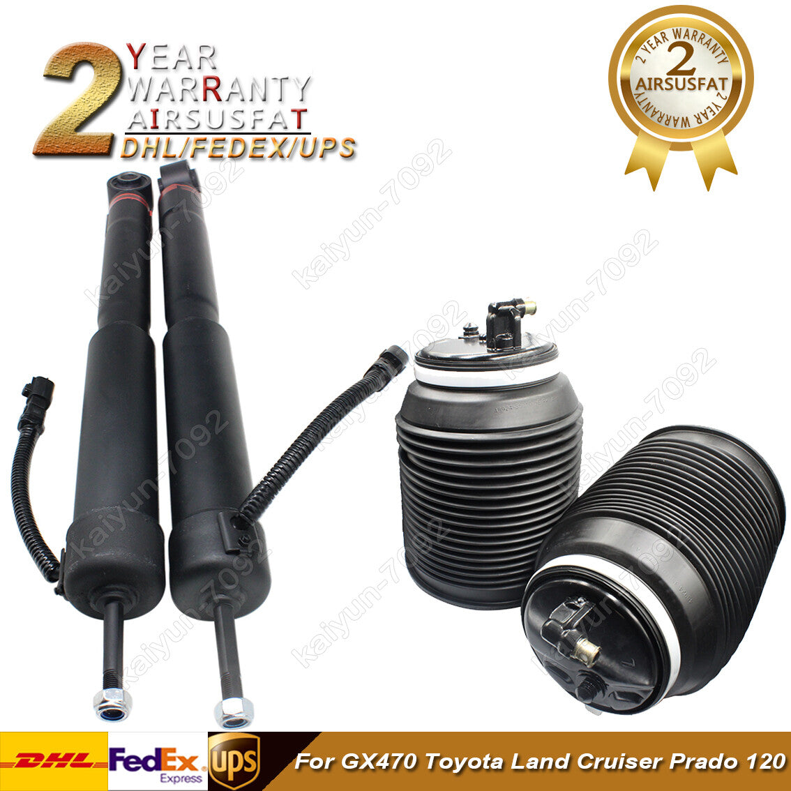 4x Air Suspension Shock Air Spring for Toyota Prado 120 for Lexus GX470 48530-69485