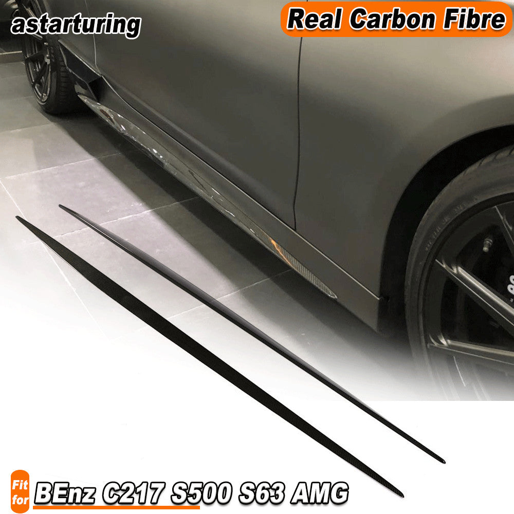 for Mercedes S-Class C217 S500 S63 S65 Carbon Side Skirt Extension Spoiler