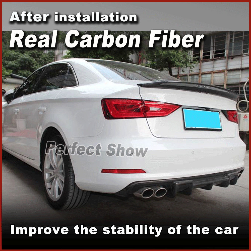 Fit for Audi A3 S3 RS3 Sedan 14-19 REAL Carbon Rear Trunk Boot Lip Wing Spoiler