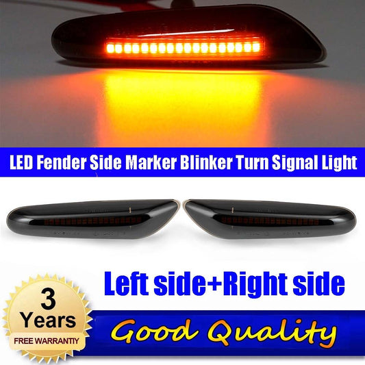 Left + Right LED fender side marker flashing turn signal lights applicable to for BMW E61, E83, E84