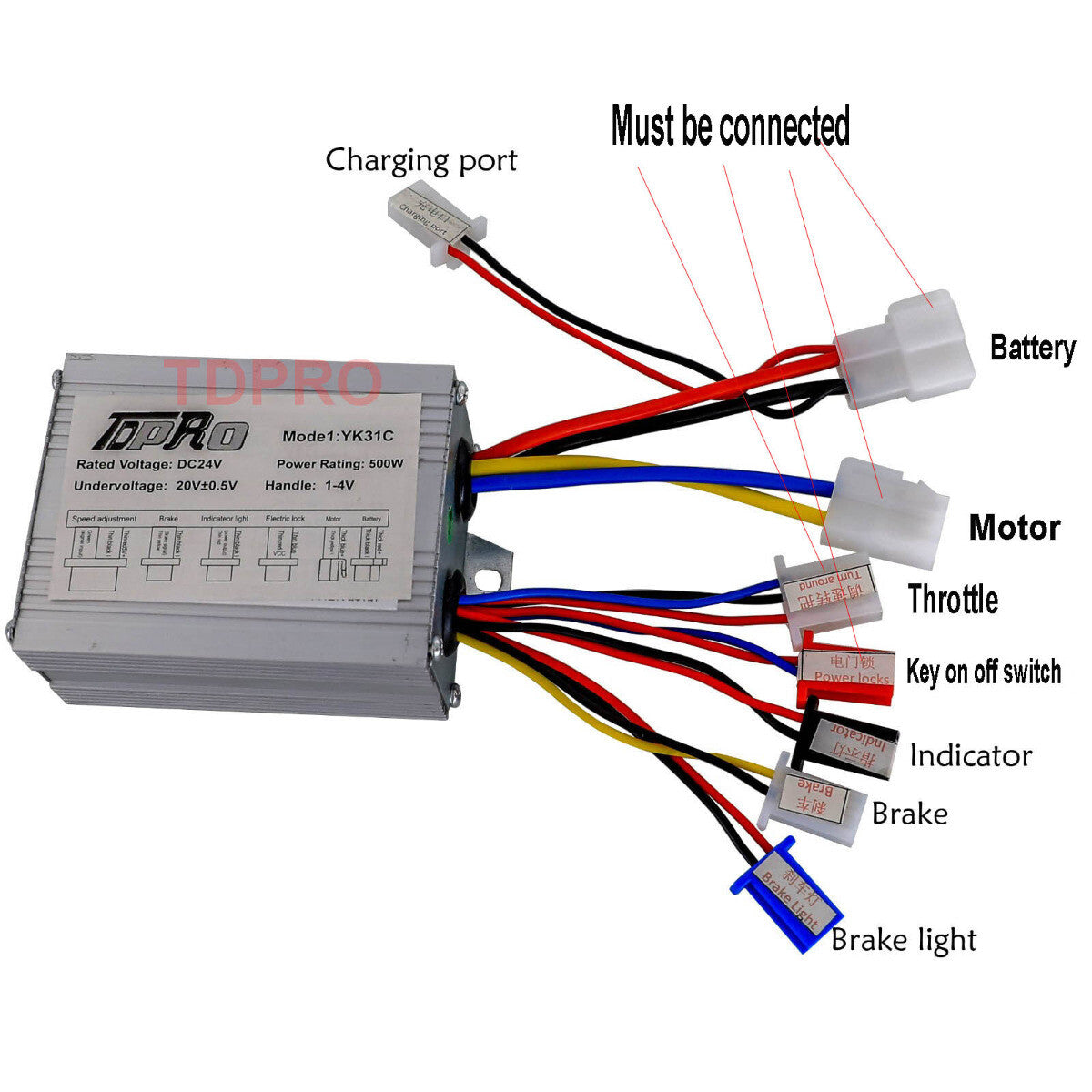 24V 500W Brush Motor Speed Controller For Electric Scooter Go Kart E Bike E-ATV