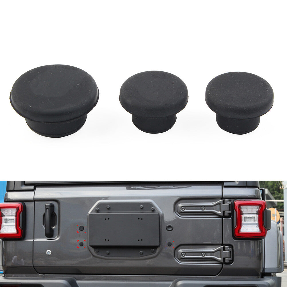 for Jeep for Wrangler JL 2018+ 19 3 Pcs Rear Tailgate Rubber Plug Dust Plugs Black