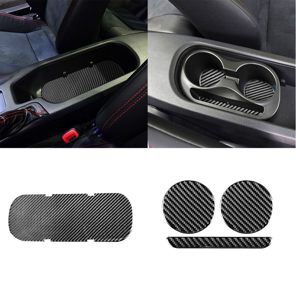 4x Carbon Fiber Rear Cupholder Kit Cover Trim for Toyota 86 for Subaru BRZ 2016-2020