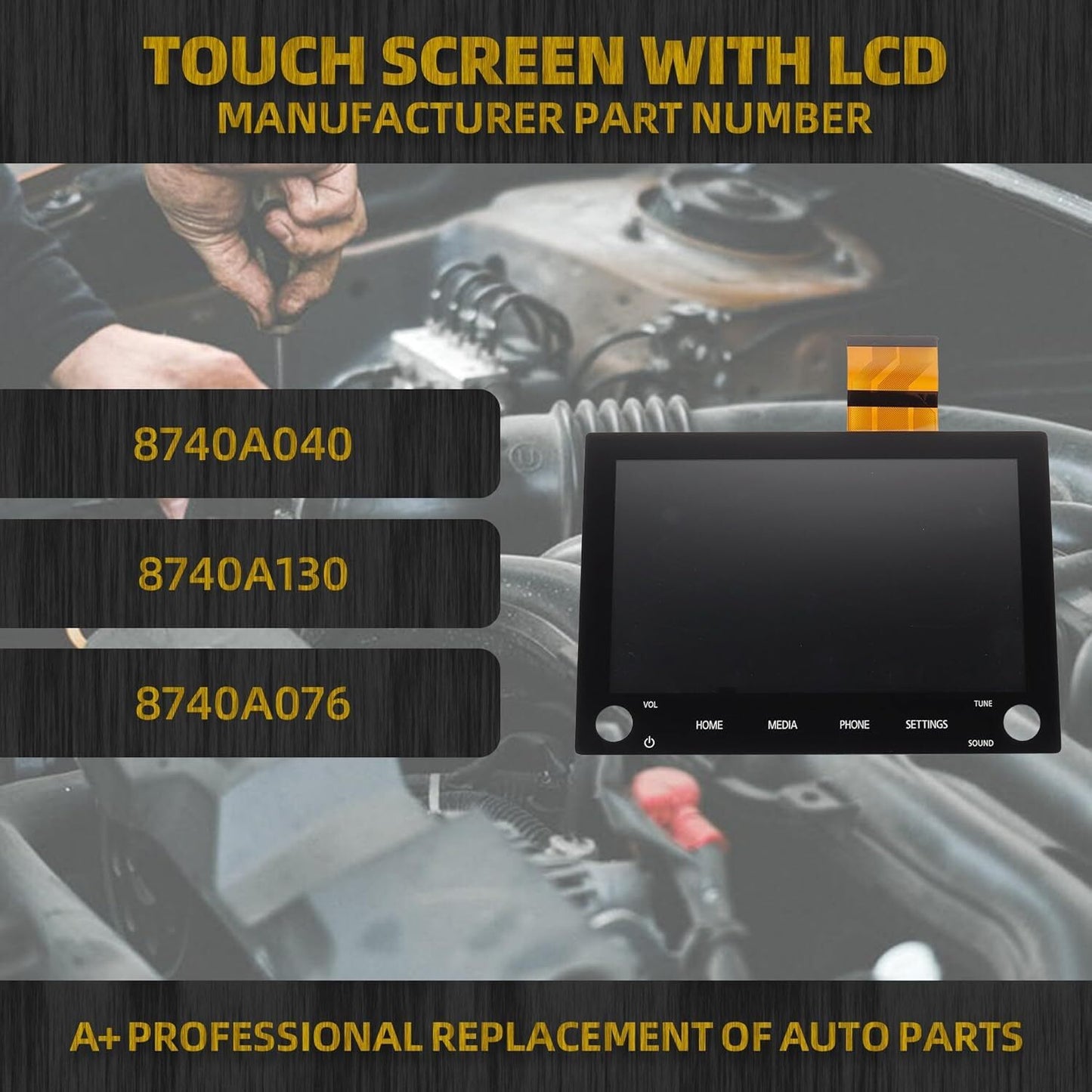 8 LCD MONITOR TOUCH-SCREEN 2 KNOBS 8740a076 040 for Mitsubishi Outlander 20-22