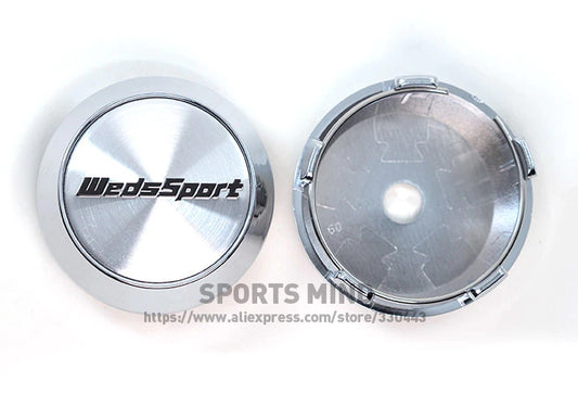 4x60mm WedSport Chrome Bezel Cap Decal Badge Wheel Center Cap Hub Cover TE37