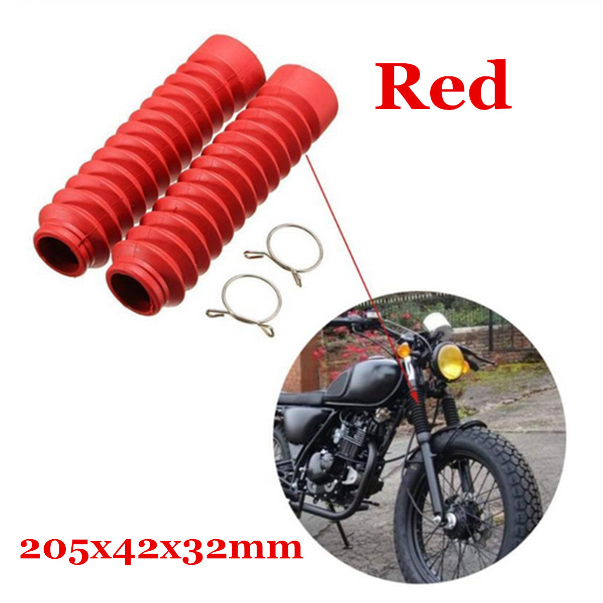 2x Universal Motorcycle Front Fork Shock Boots Dust Cover Protector Rubber