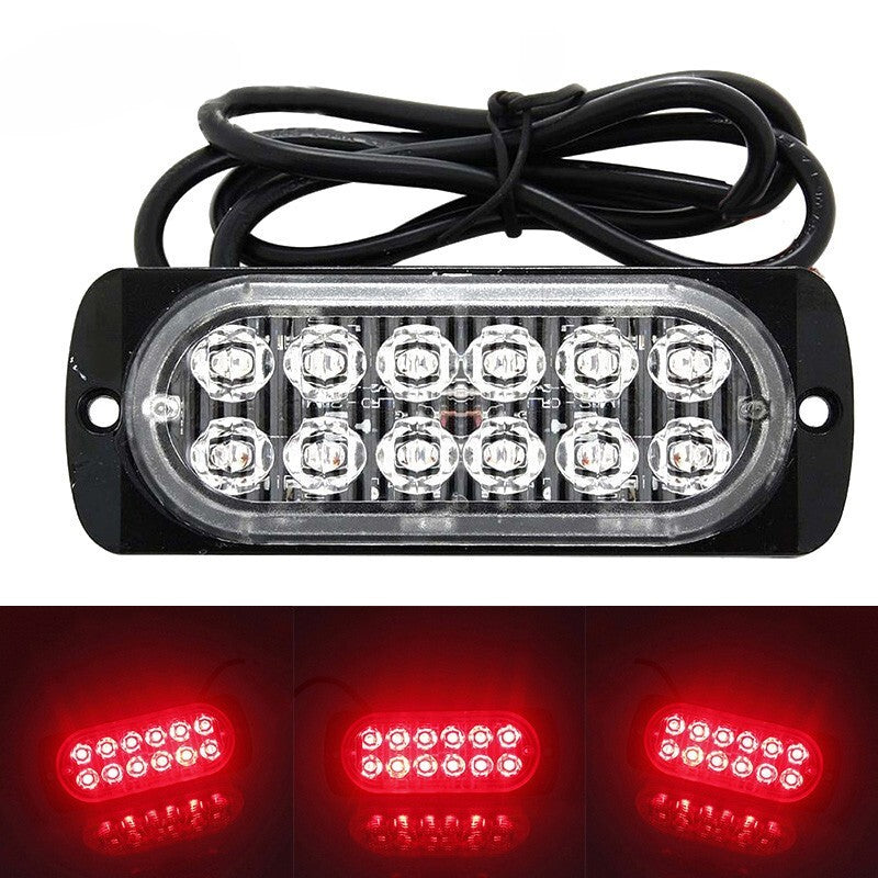Optically enhanced 12-LED off-road vehicle/truck safety red light 12V ~ 24V 36W