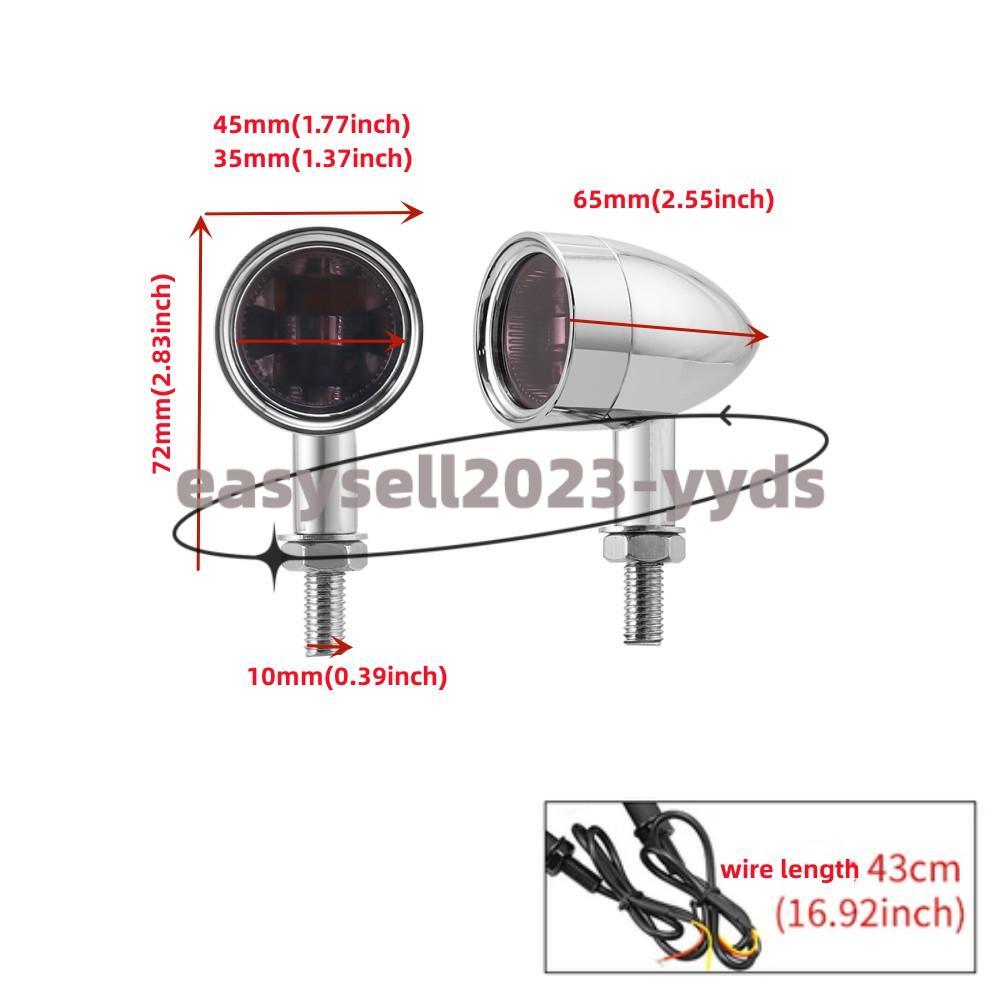 2x Chrome Motorcycle 10mm Screw LED Turn Signal Light 45mm Fork Clamp for Honda