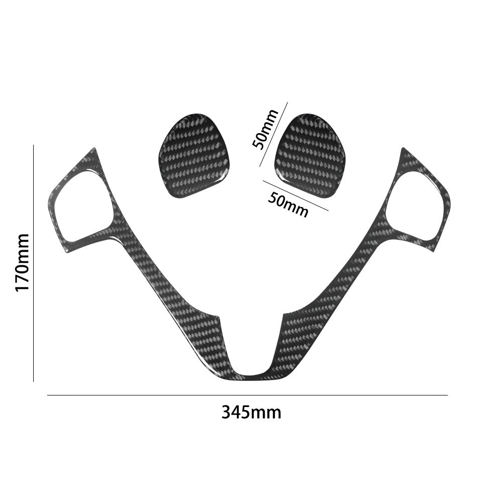 3Pcs Carbon Fiber Steering Wheel Accent Cover Trim for Ford Fiesta 2011-2015