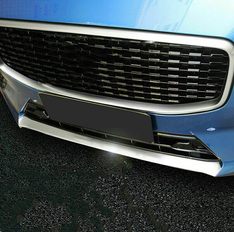 for Volvo XC60 2018-21 Silver Steel Front bumper lip Lower Grille trim cover 1x