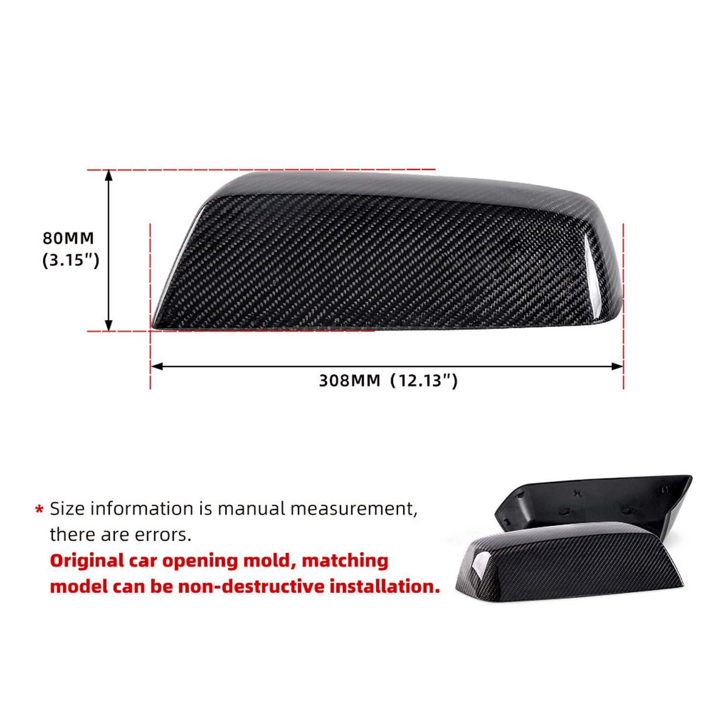 For Silverado for Sierra 2014-2019 Glossy Real Carbon Fiber Mirror Cover Caps 2PCS