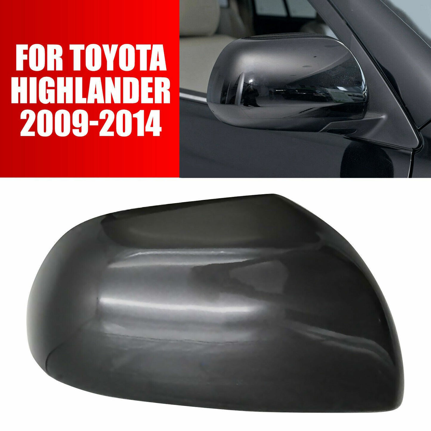 Fit for Toyota Highlander 2008-2013 Right Side Rearview Mirror Cover Cap Grey AT