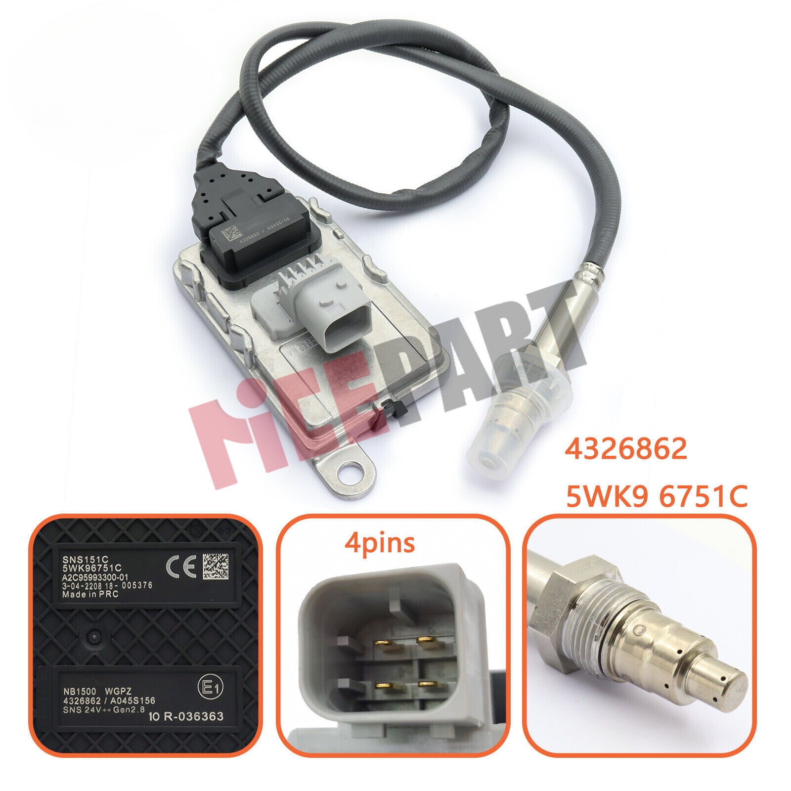 4326862 4326862RX 2872945 5WK96751C Nitrogen/Oxygen Sensor Compatible with