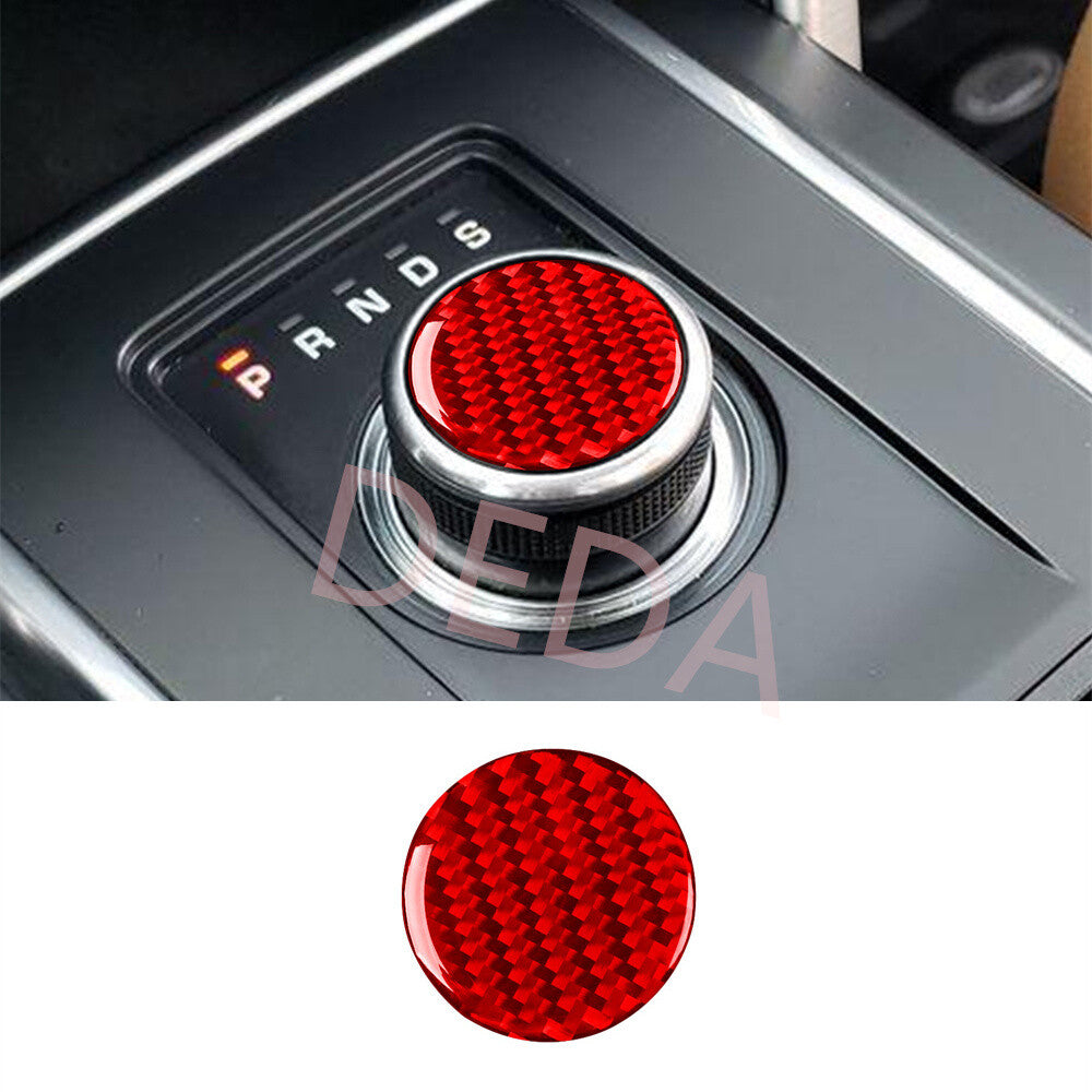 Red Carbon Fiber Car Gear Shift Knob Trim for Land Rover Discovery Sport 2015-19