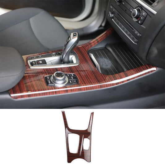for BMW X3 F25 2014-2017 Red Wood Grain Central Console Gear Shift Cover Trim 1P