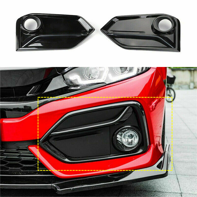 for Honda for Civic Hatchback 2020-2021 Glossy Black ABS Front Fog Light Frame Cover